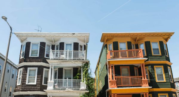 Triple decker house painting in Boston