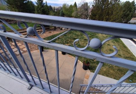 blue metal deck railing