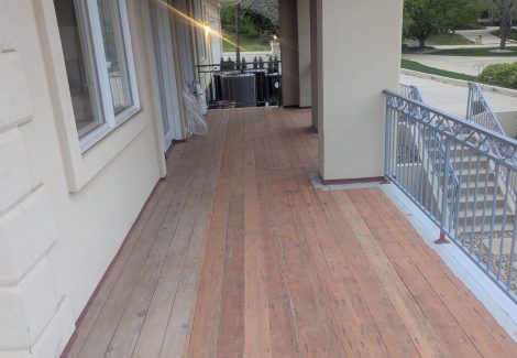wooden deck partially stripped