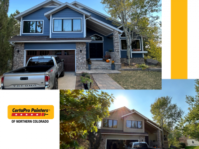 before and after of painted house