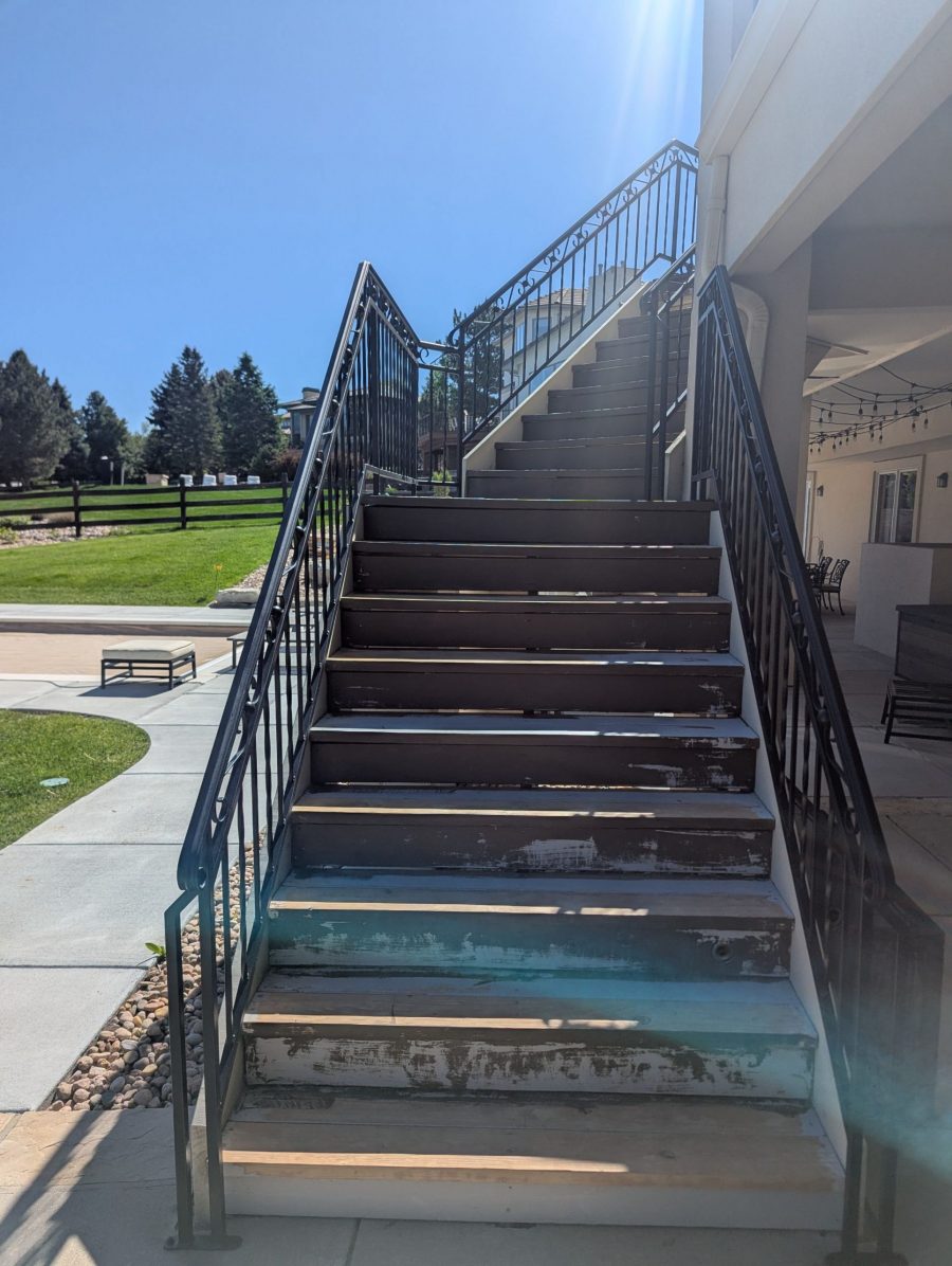 wooden deck staircase with black metal railing Preview Image 11