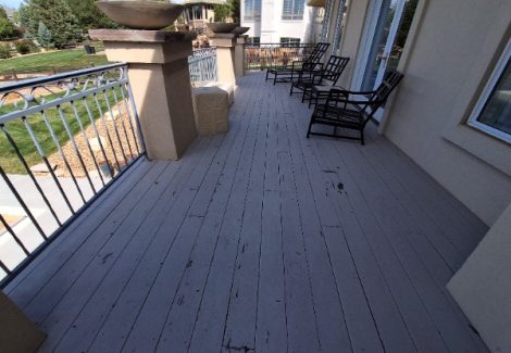 wooden deck with damaged paint