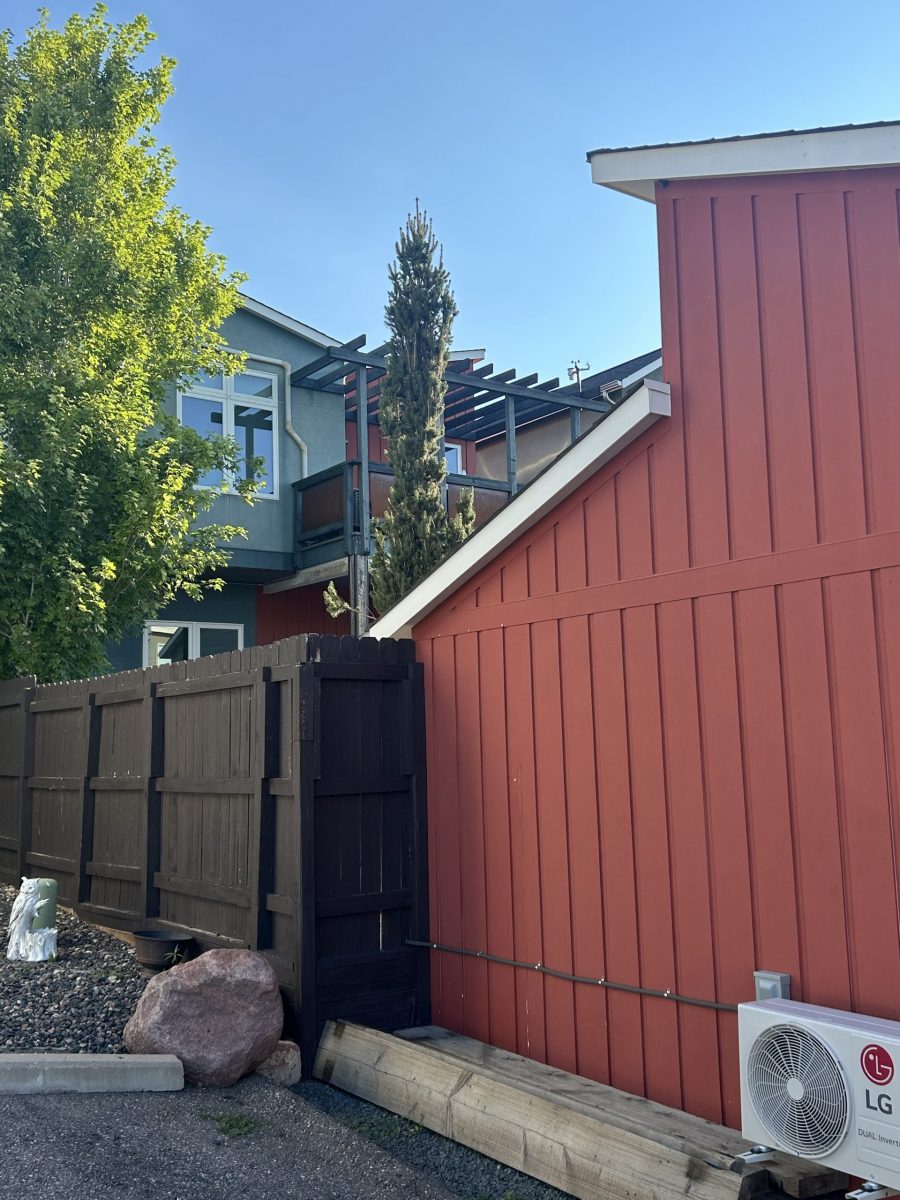 grey and red home and garage exterior before repaint Preview Image 10