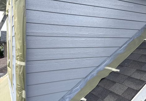 house siding with protective covering on trim