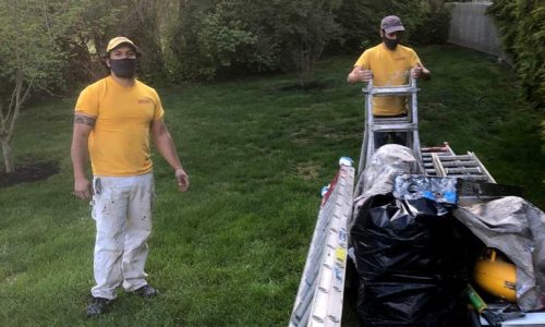 Felipe and Eduardo are cleaning up after a full day of work!