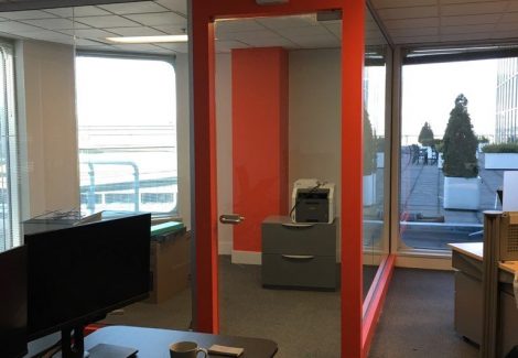 Office Interior Red Accent in Burnaby