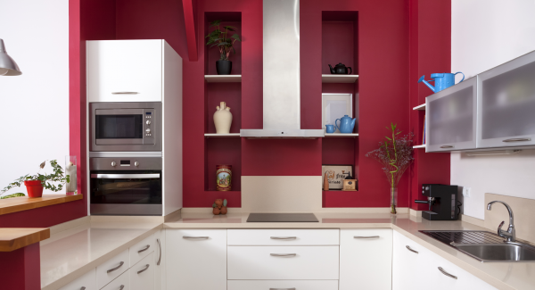 red white kitchen