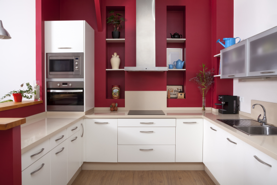 red white kitchen
