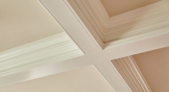 Intricate crown molding ceiling accents