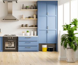 blue paint kitchen cabinets