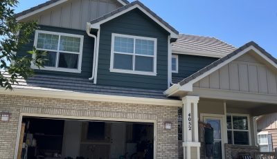 driveway and open garage door of house