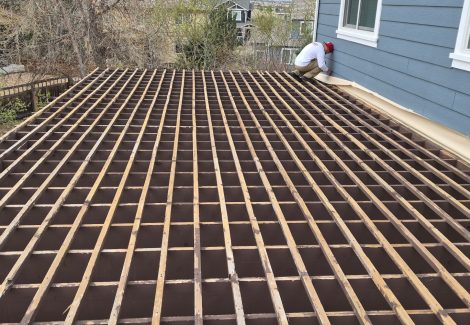 top of stained pergola