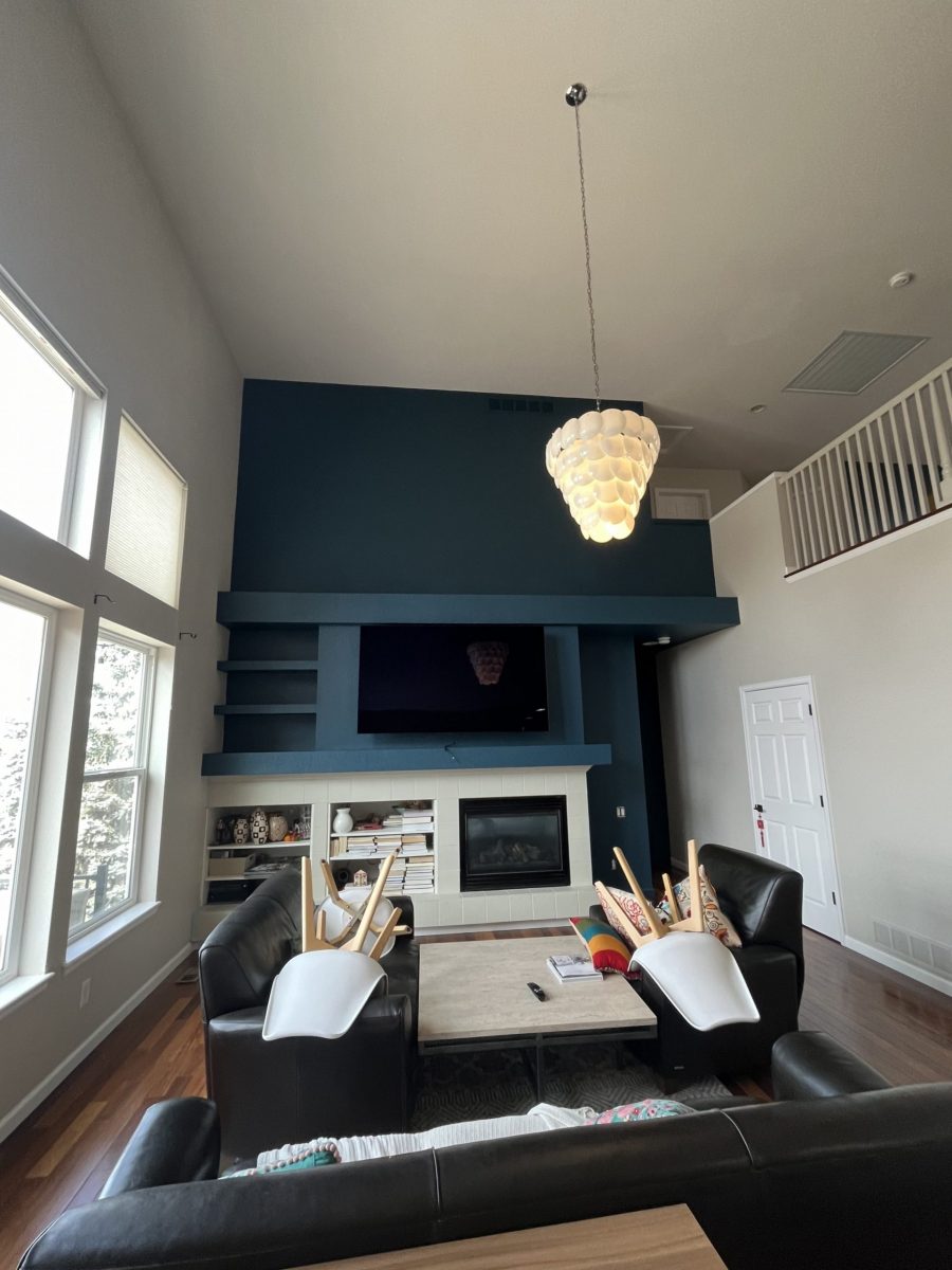 living room with accent wall