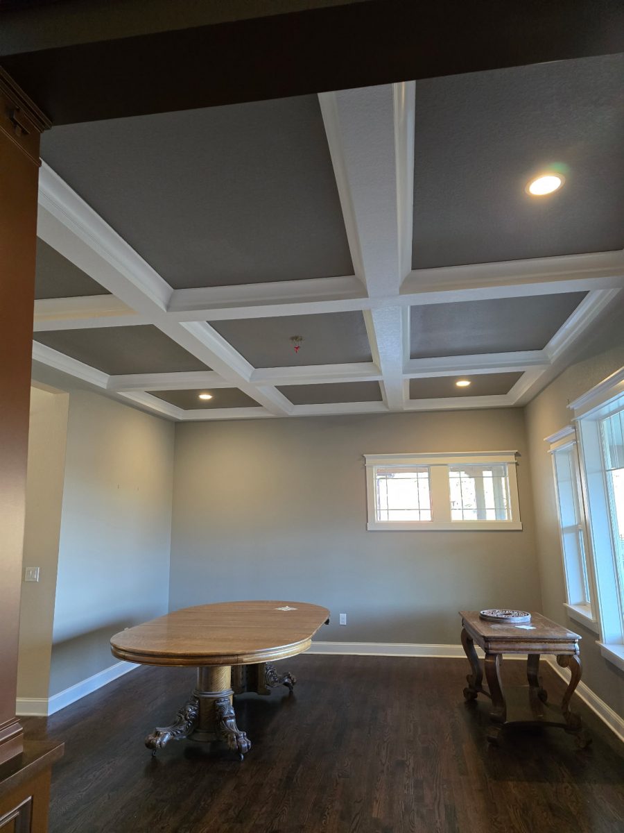 room with coffered ceiling