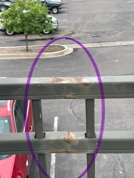 metal railing post with paint damage Preview Image 6