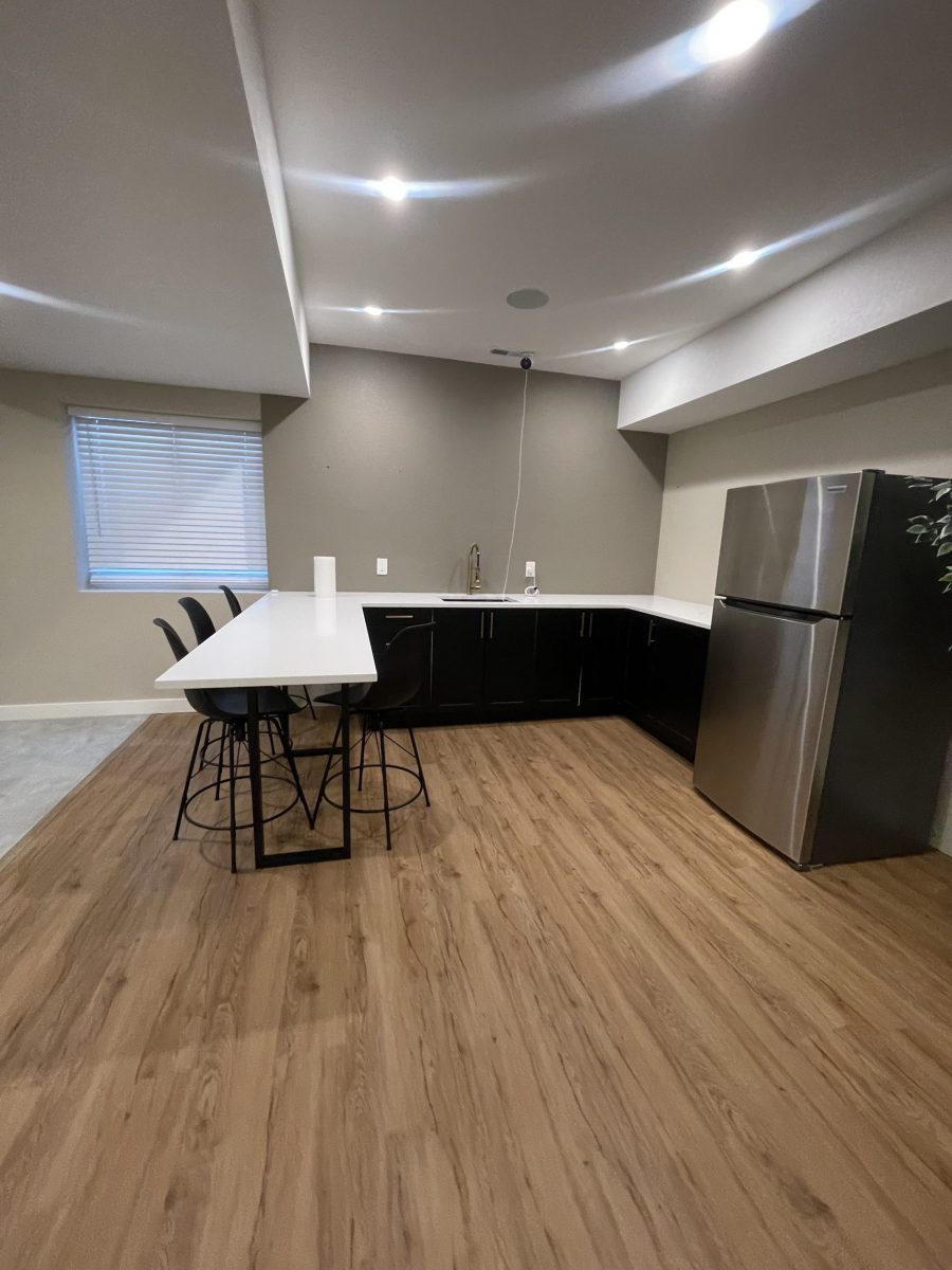 extended counter with stools and refrigerator Preview Image 4
