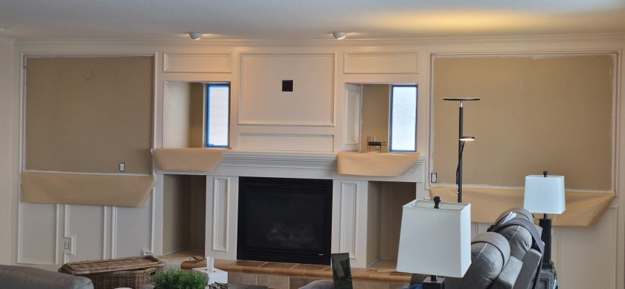living room with paint prep around fireplace Preview Image 9