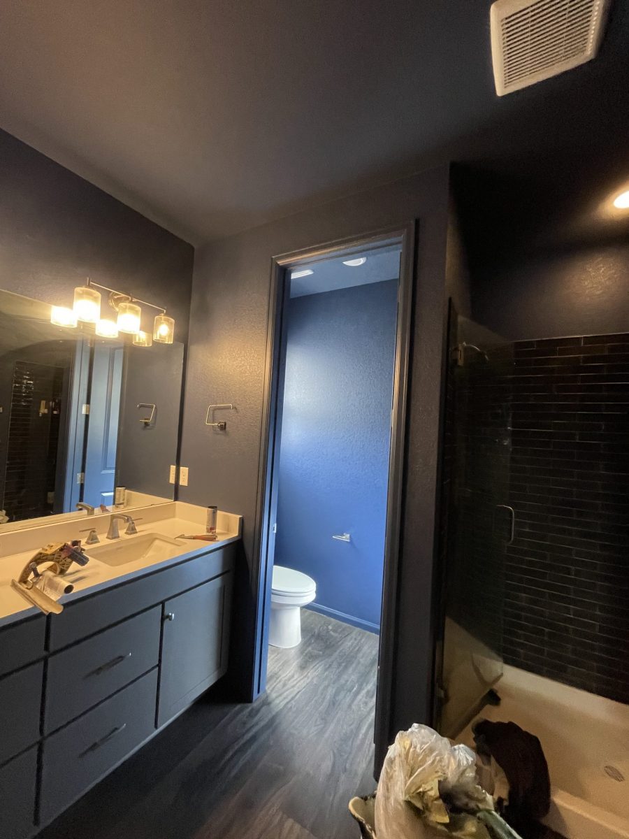 dark blue color drenched bathroom Preview Image 2