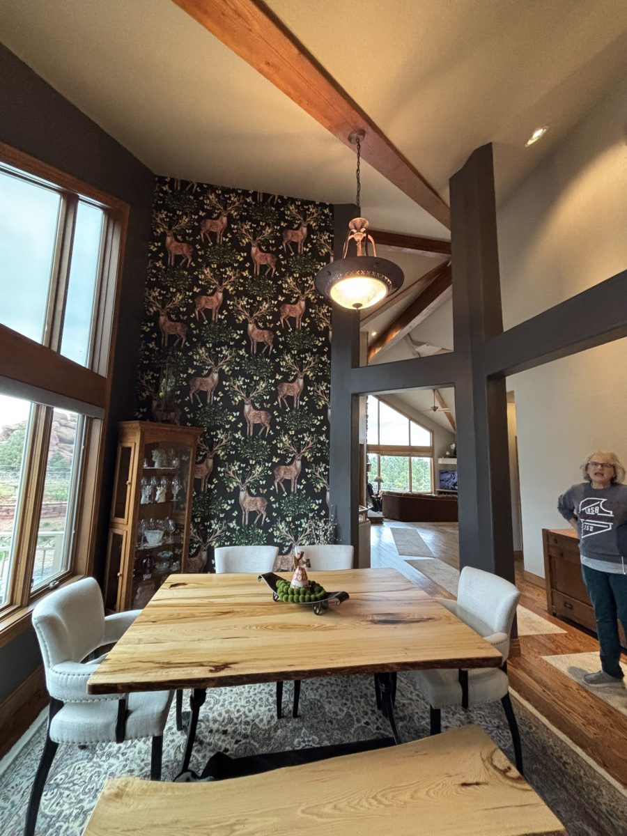 home interior room with wallpapered wall