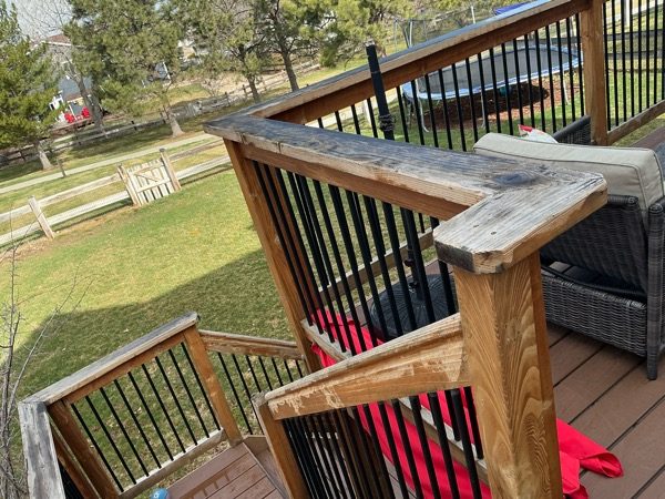 wooden deck railing with rot and paint damage Preview Image 6
