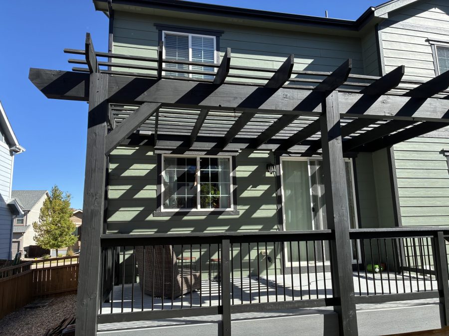 stained wooden pergola