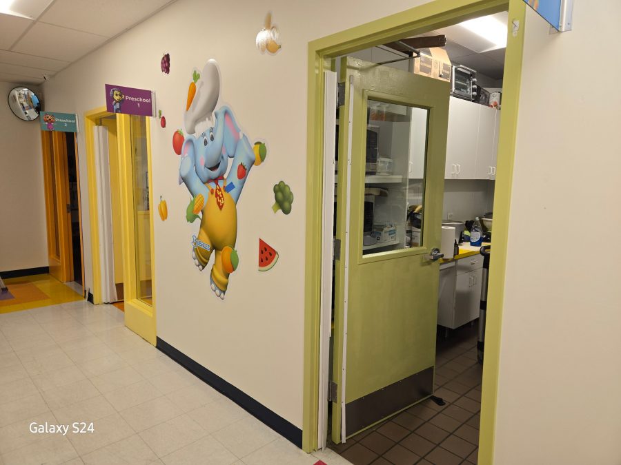 lime green door in childcare school hallway Preview Image 6