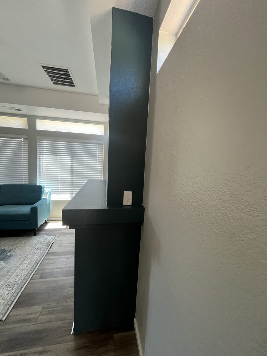 blue painted mantle in home Preview Image 2