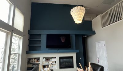 living room with accent wall