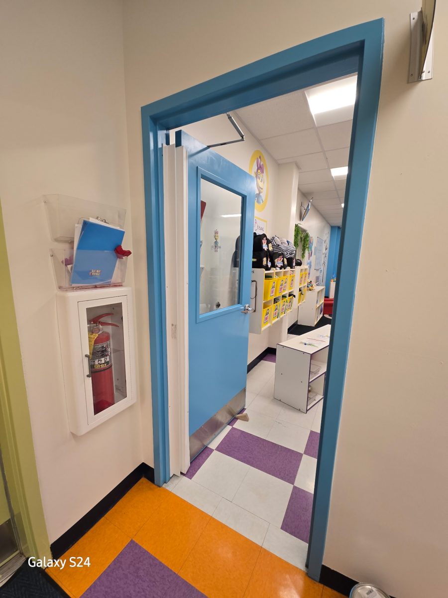 bright blue painted classroom door Preview Image 1