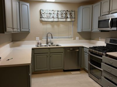home kitchen with painted cabinets