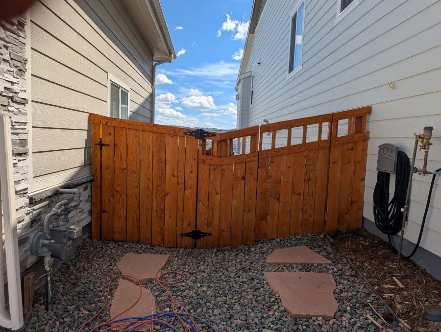 stained wooden fence gate between two houses Preview Image 5