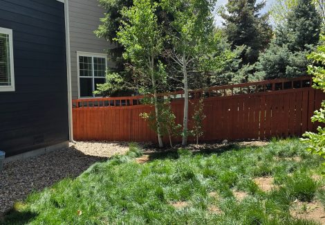 stained wooden fence outside of a home