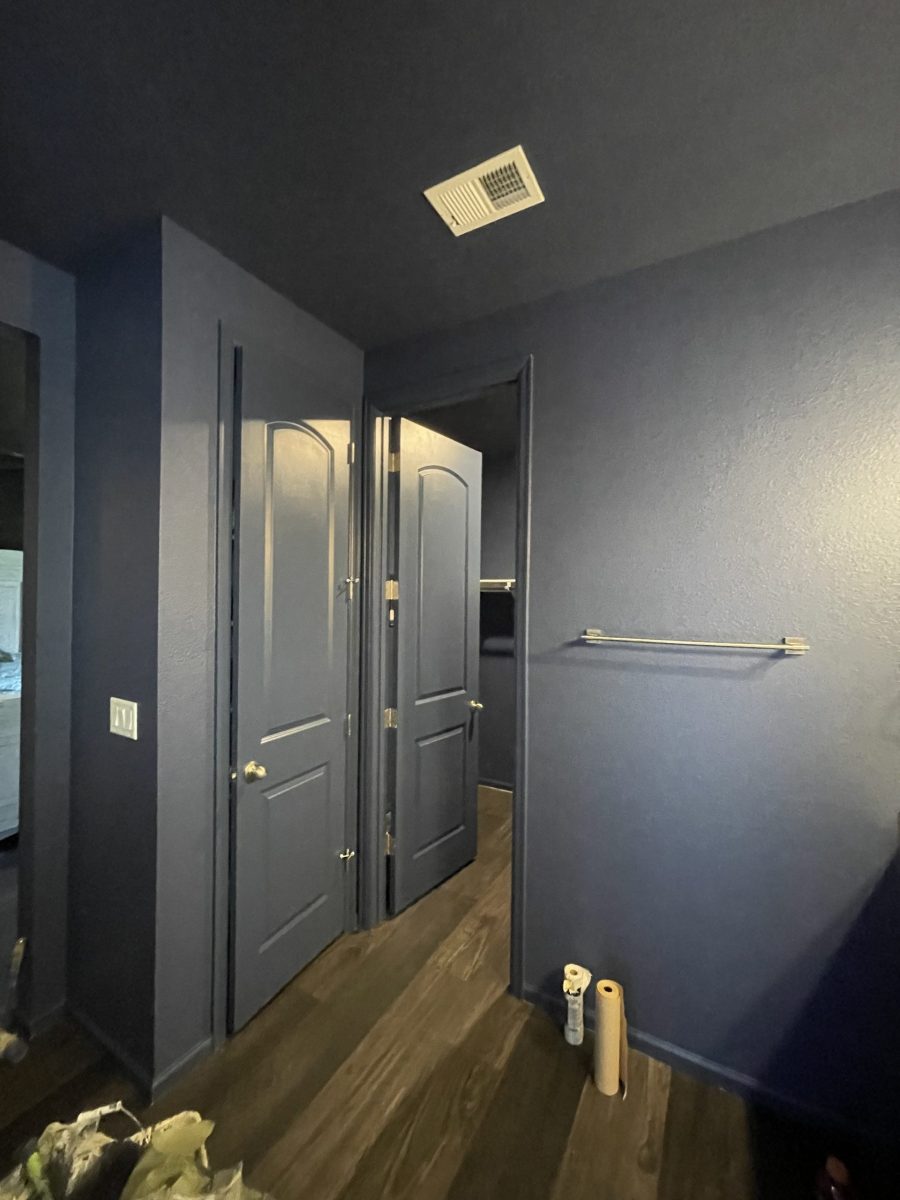 dark blue color drenched bedroom Preview Image 1