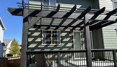 stained wooden pergola
