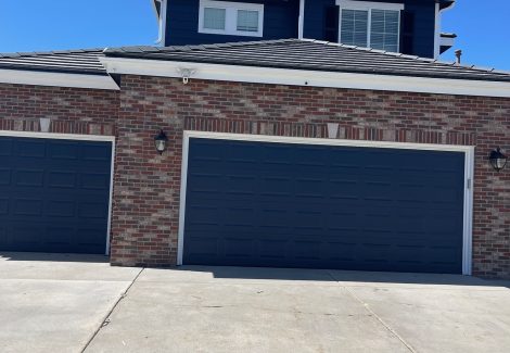 home garage door painted blue