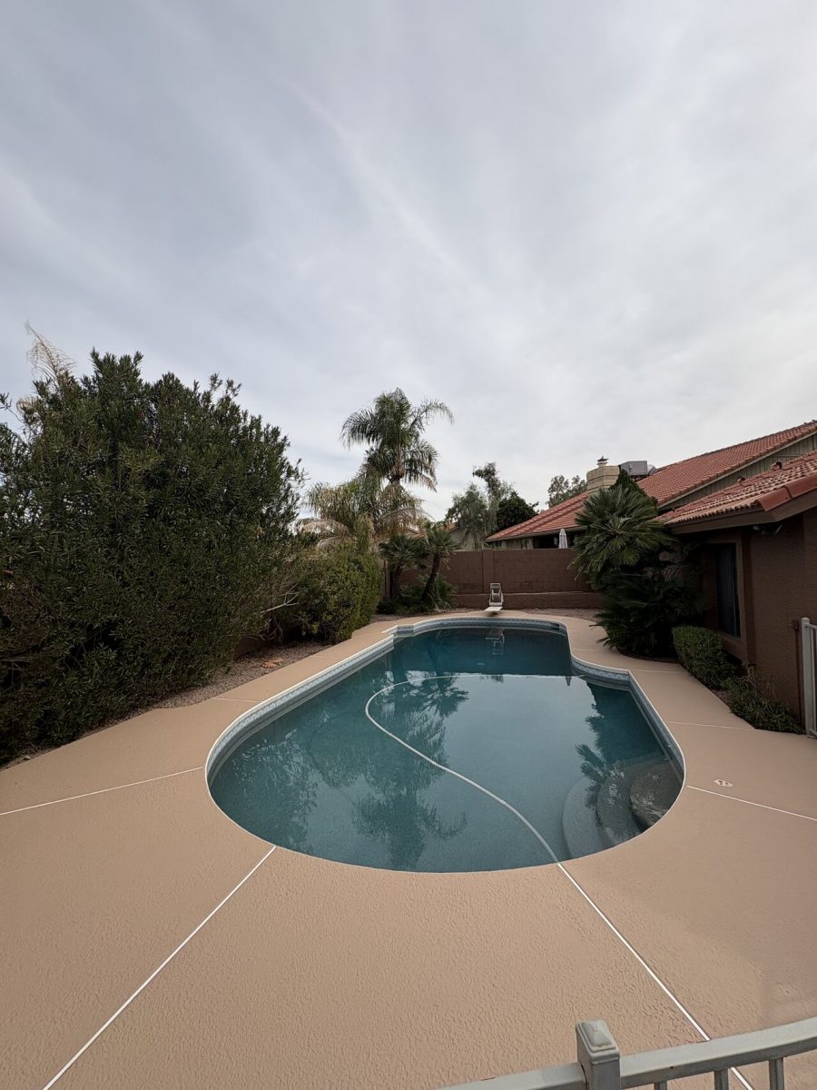 inground pool and painted concrete