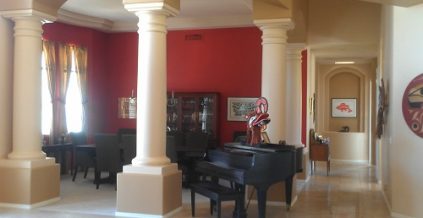 Red Accented Dining Area