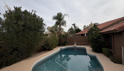 inground pool and painted concrete