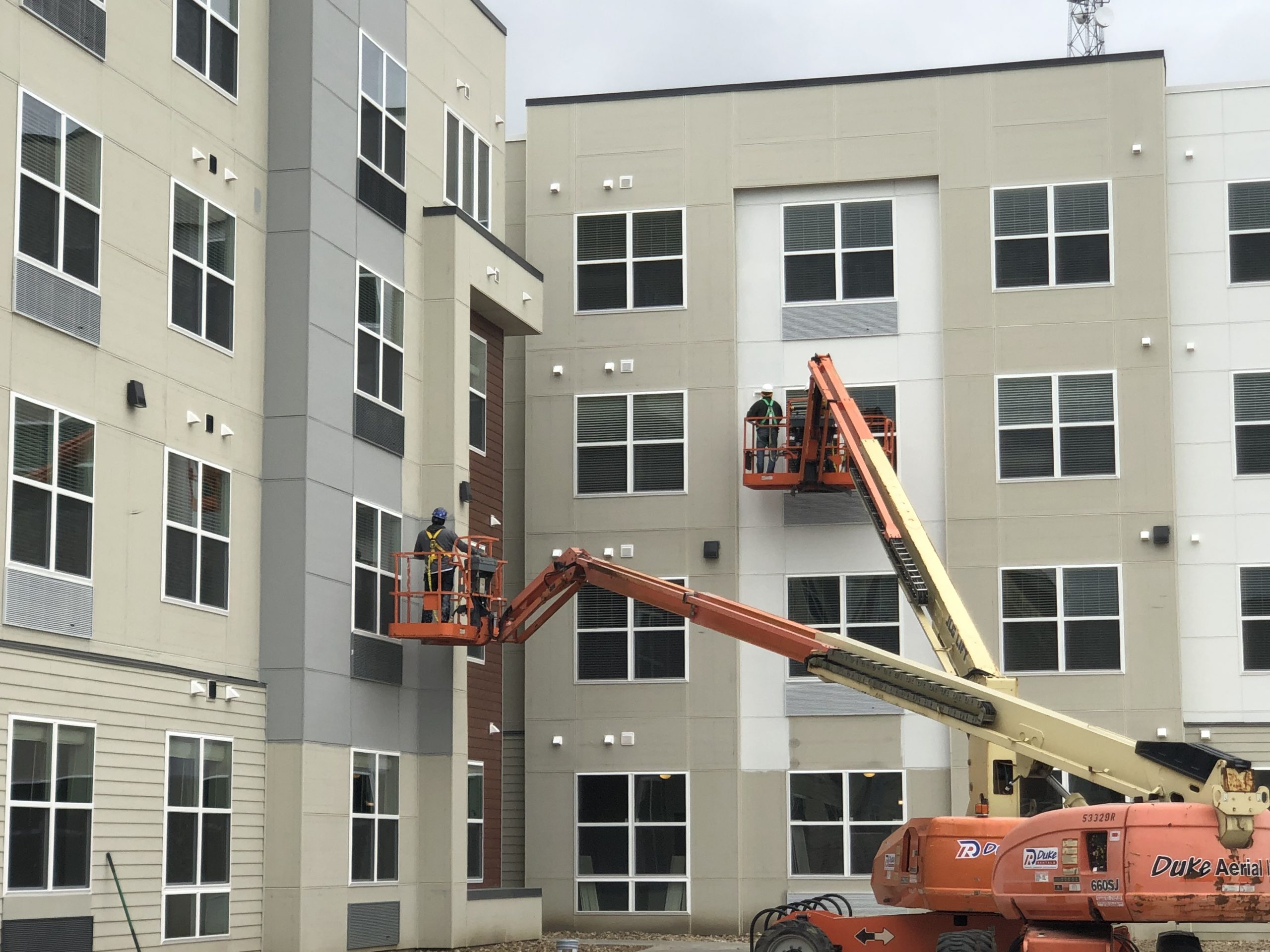 Complex painting in progress in Cedar Rapids, IA by CertaPro Painters