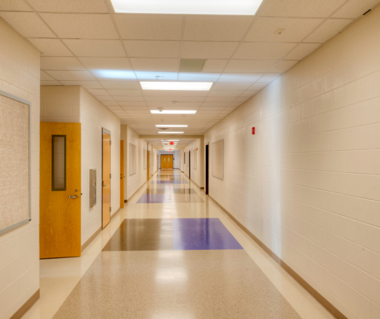 school hallway stock image