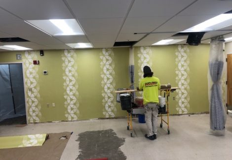 Commercial wallpaper install