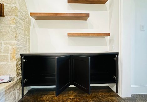 black built-in cabinets