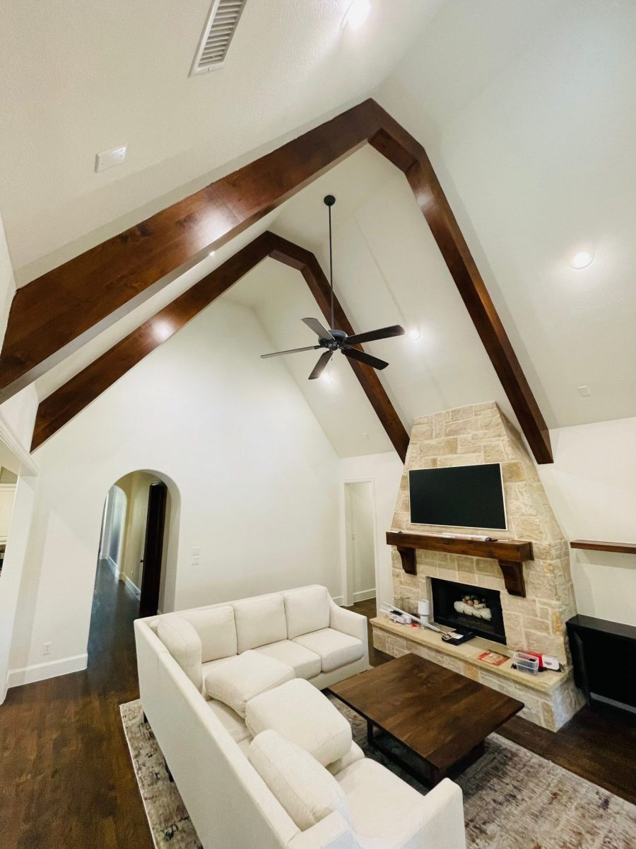 living room with vaulted ceiling and fireplace Preview Image 5