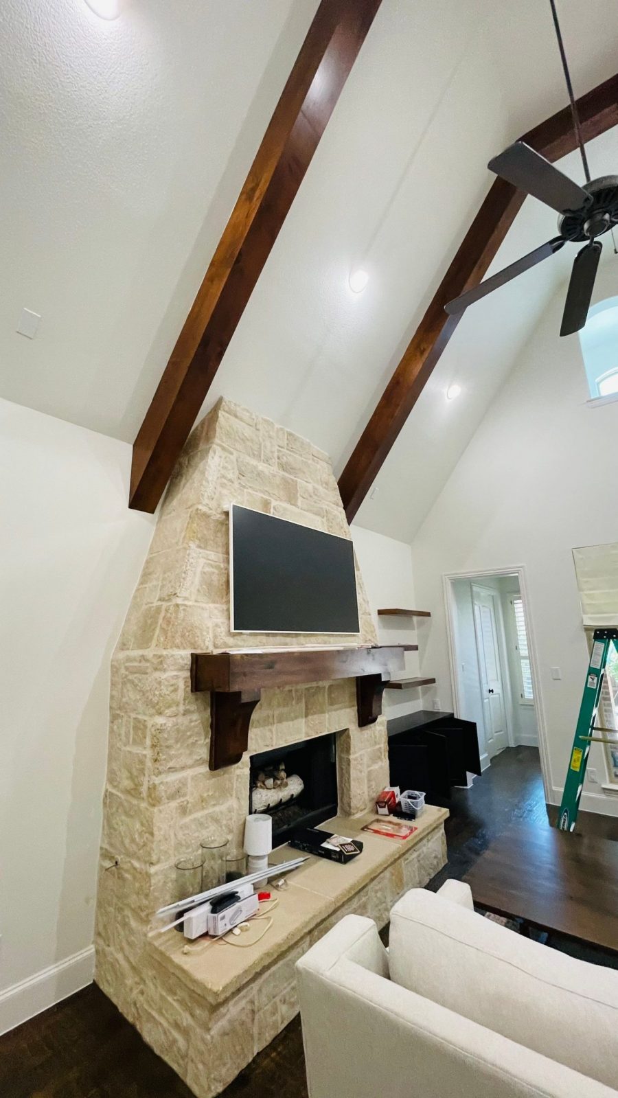 home fireplace with tv above mantle Preview Image 4