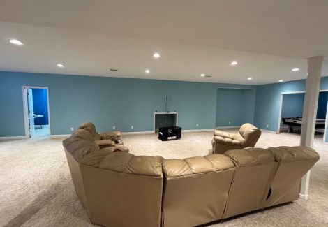 blue and white painted interior room of house