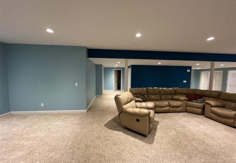 blue and white painted interior room of house
