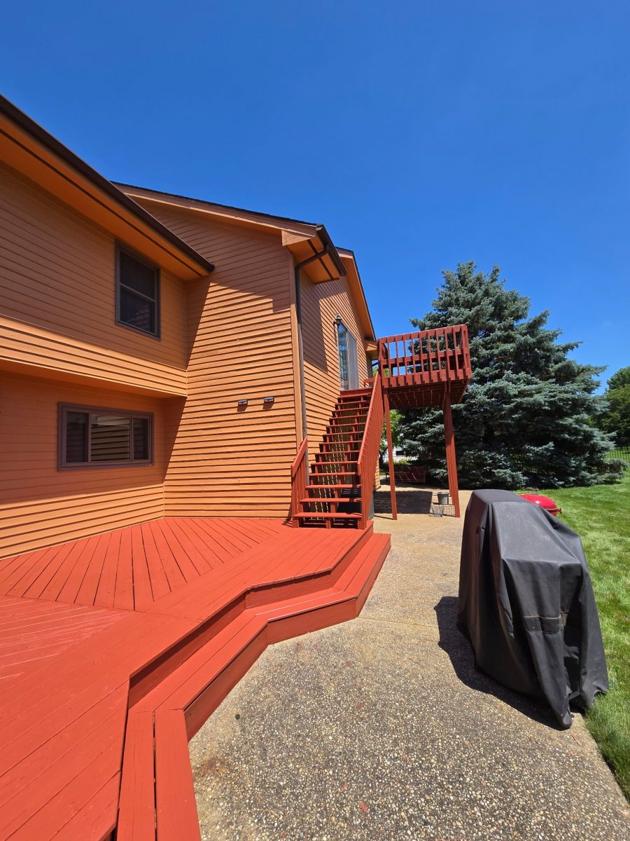 red stained wooden deck Preview Image 1