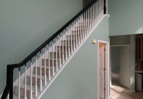 Stair Railings Stained & Restored
