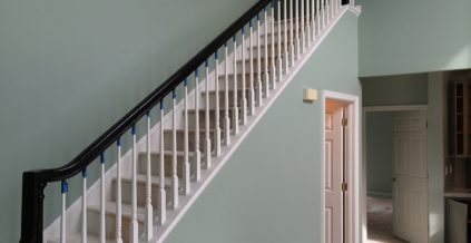 Stair Railings Stained & Restored