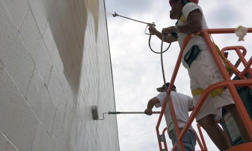 Spraying and rolling